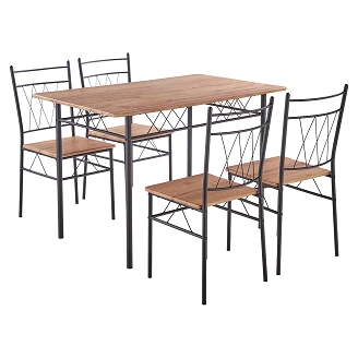 Hagesett med Spisebord 110x70 cm Og 4 Stoler <strong>Scryv</strong>  Naturlig Eik, Svart