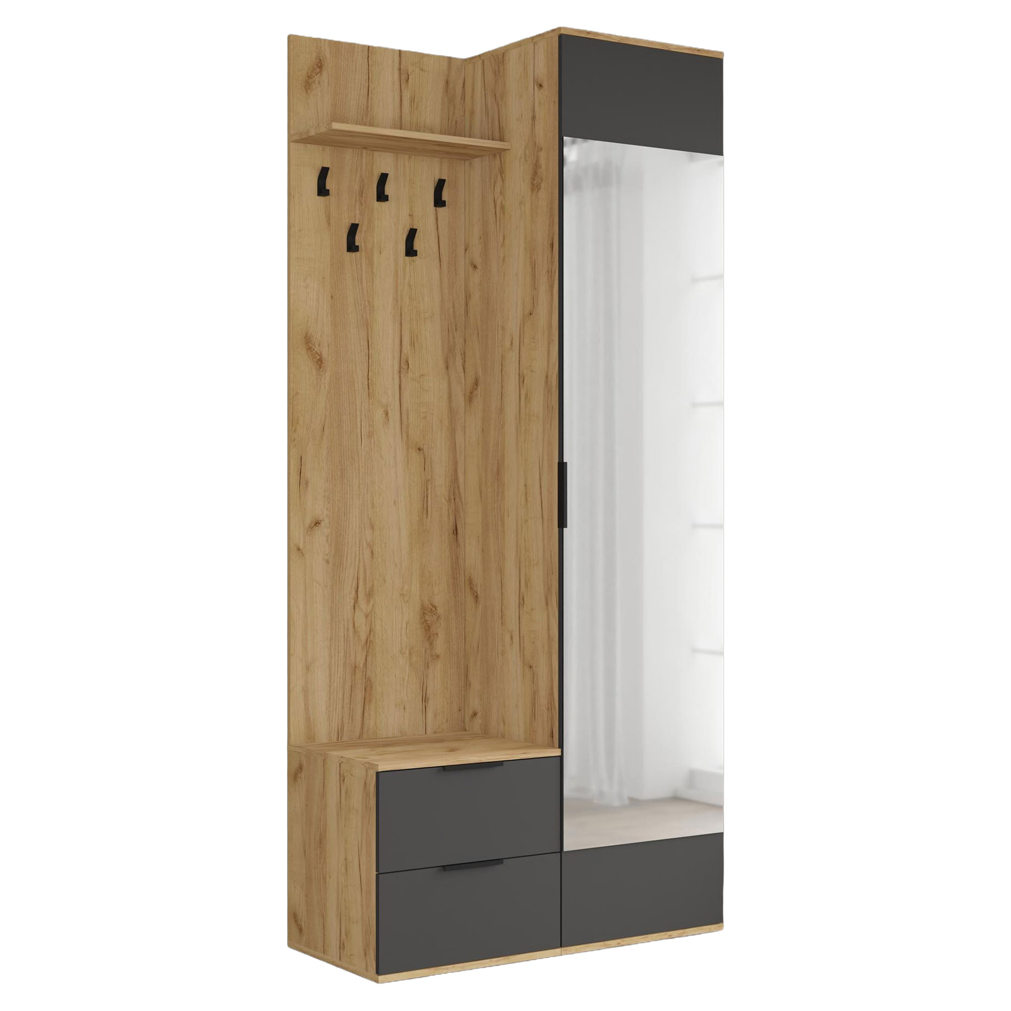 Garderobe Kevlor Gold Oak, Antrasitt 45x100 cm