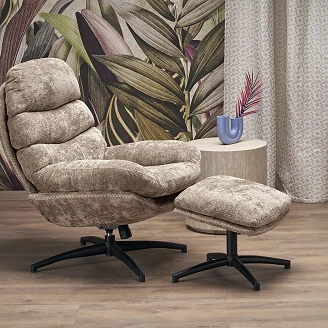 Loungestol med Fotskammel <strong>Ryvon</strong>  Beige 90x80 cm