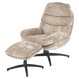 Loungestol med Fotskammel <strong>Ryvon</strong>  Beige 90x80 cm