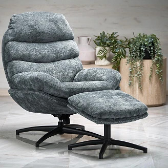 Loungestol med Fotskammel <strong>Ryvon</strong>  Blå 90x80 cm