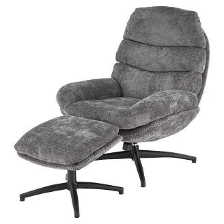 Loungestol med Fotskammel <strong>Ryvon</strong>  Grå 90x80 cm