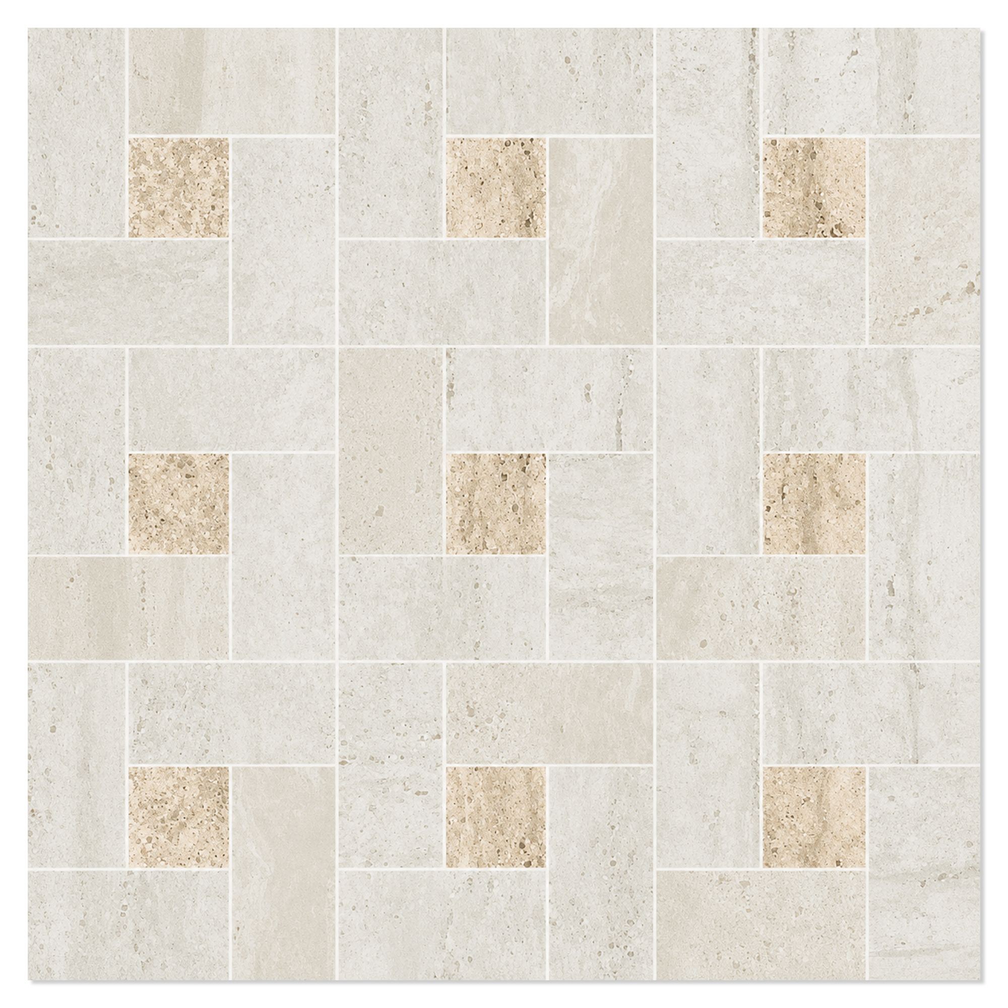 Mosaikk Gulvflis Tivora Hvit-Mandel Moduler Matt 30x30 cm