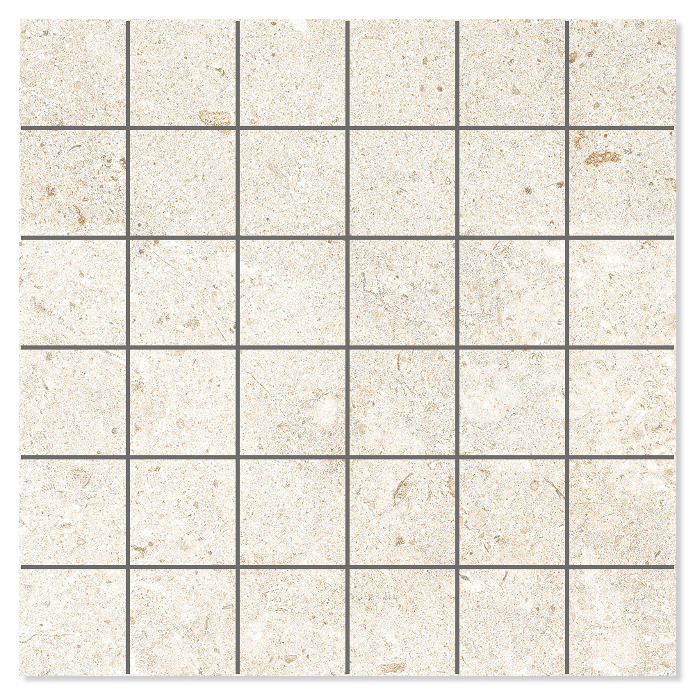 Mosaikk Gulvflis Kalksten Sand Raw Ivory Matt 30x30 cm