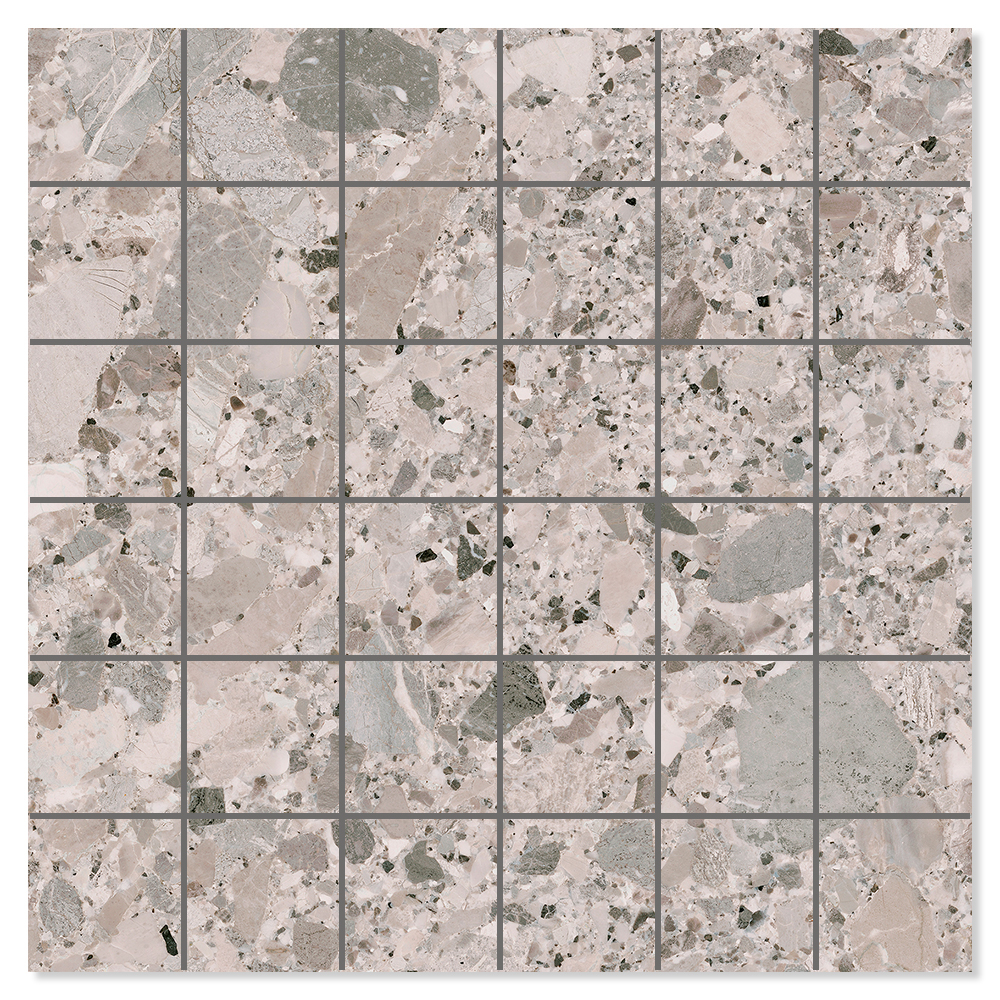 Mosaikk Gulvflis Terrazzo Premio Raw Grå Matt 30x30 cm