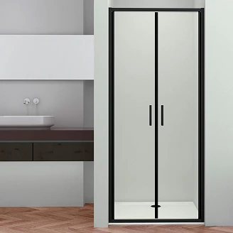Dusjdør <strong>Solcore</strong>  90 cm Svart Matt Svingbar