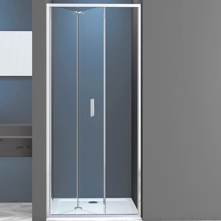 Dusjdør Solcore 90 cm Krom Blank Sammenleggbar