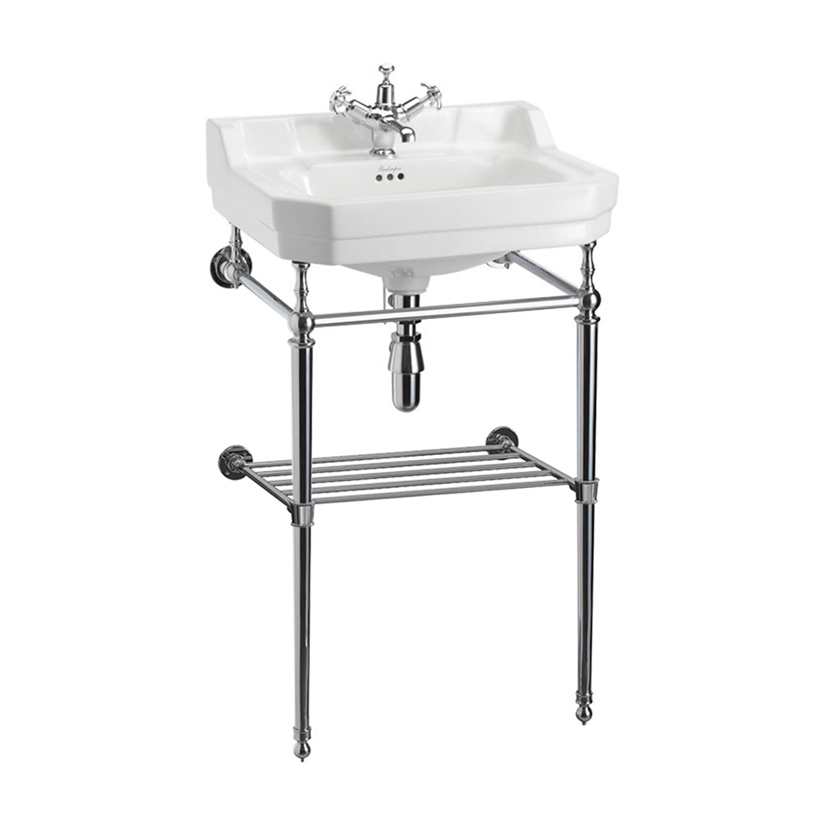 Burlington Servant Edwardian 56 cm Hvit med Kromstativ & Håndkleholder