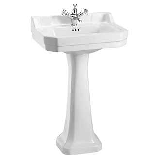 <strong>Burlington</strong>  Servant Edwardian 56 cm Hvit Blank 3 Hål med Piedestal Hvit