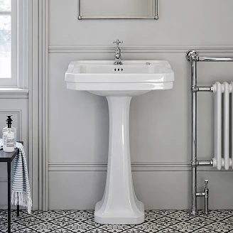<strong>Burlington</strong>  Servant Edwardian 56 cm Hvit Blank 3 Hål med Piedestal Hvit