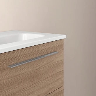 Servantskap Niche Sand Valnøtt Matt 50x35 cm med Servant, Speil & 2 Skuffer