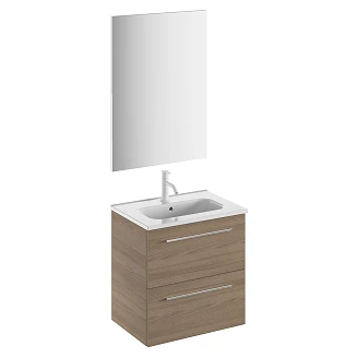 Servantskap <strong>Niche</strong>  Sand Valnøtt Matt 50x35 cm med Servant, Speil & 2 Skuffer