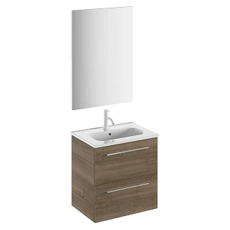 Servantskap <strong>Niche</strong>  Vulkan Eik Matt 50x35 cm med Servant, Speil & 2 Skuffer