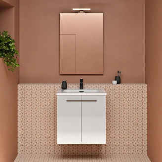 Servantskap <strong>Niche</strong>  Hvit Blank 50x35 cm med Servant, Speil & 2 Dører