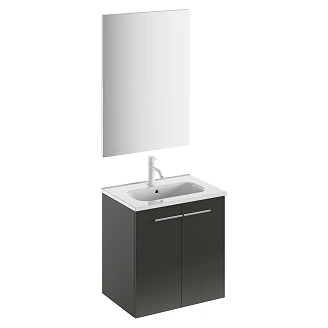 Servantskap <strong>Niche</strong>  Antrasitt Blank 50x35 cm med Servant, Speil & 2 Dører
