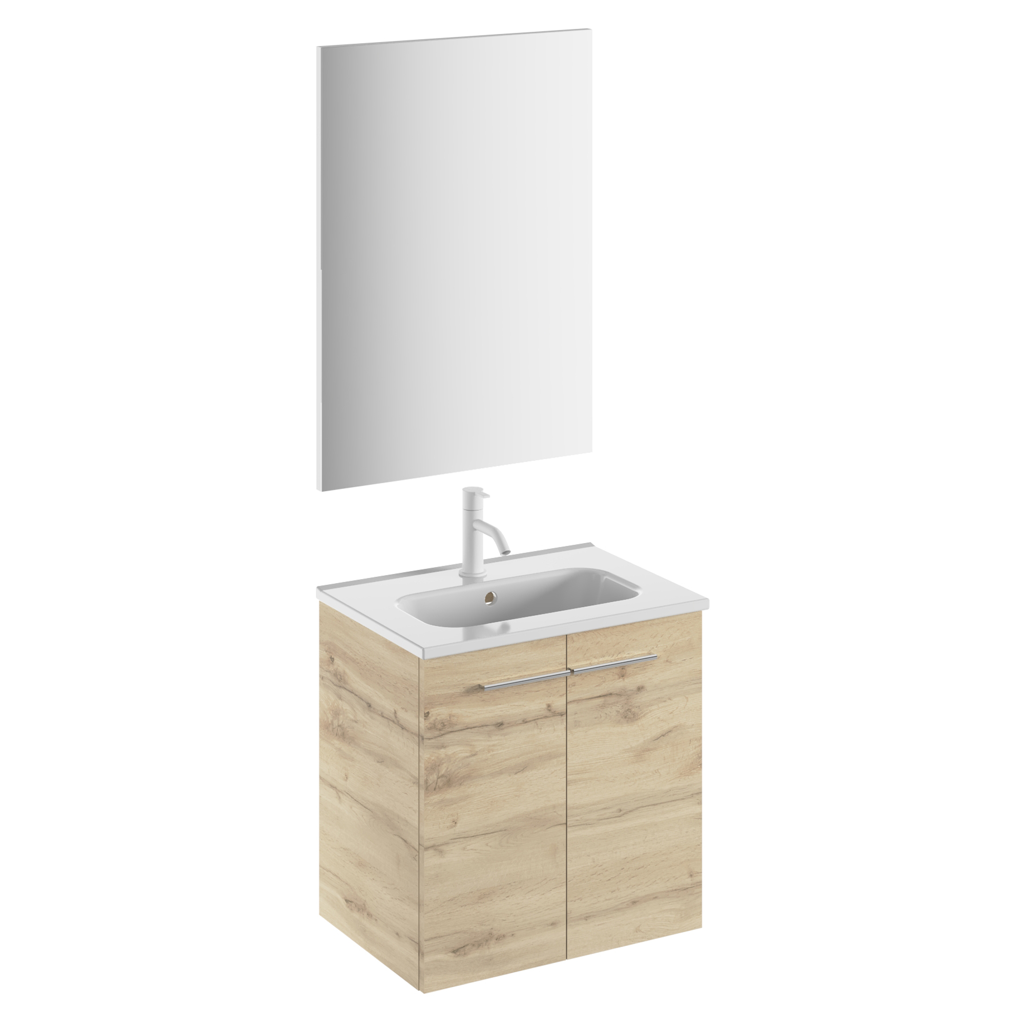 Servantskap Niche Kolonial Eik Matt 50x35 cm med Servant, Speil & 2 Dører