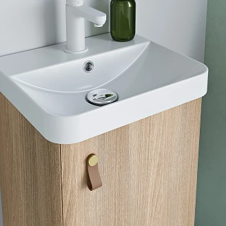 Servantskap <strong>Miniq</strong>  Naturell Eik Matt 40x35 cm med Servant Hvit Blank