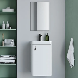 Servantskap <strong>Miniq</strong>  Hvit Blank 40x35 cm med Servant Hvit Blank