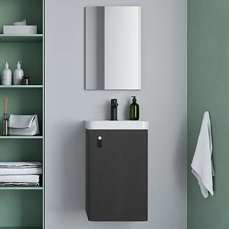 Servantskap <strong>Miniq</strong>  Naturgrå Matt 40x35 cm med Servant Hvit Blank
