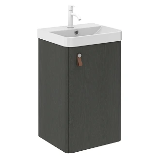 Servantskap <strong>Miniq</strong>  Naturgrå Matt 40x35 cm med Servant Hvit Blank