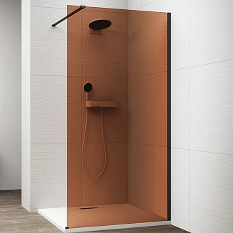 Dusjvegg <strong>Otti</strong>  Svart Matt 8 mm 70x210 cm Bronseglass