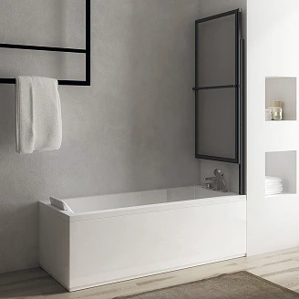 Sammenleggbar Badekarvegg Estelle Svart Matt 120 cm