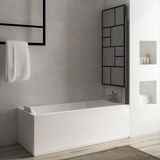 Sammenleggbar Badekarvegg Mera Svart Matt 80 cm