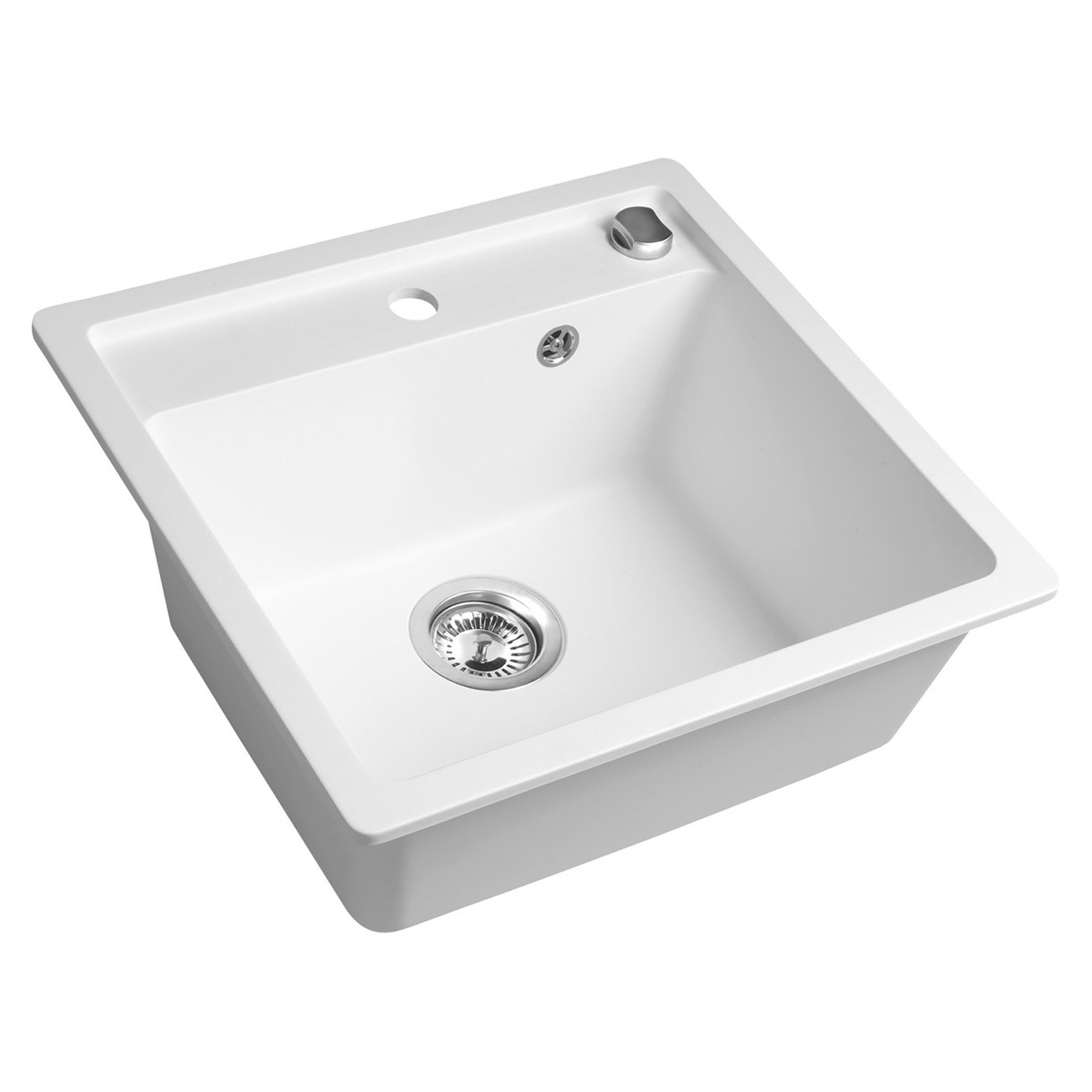 Granitt Kjøkkenvask Stoneford Hvit Matt 53x50 cm med Vannlås