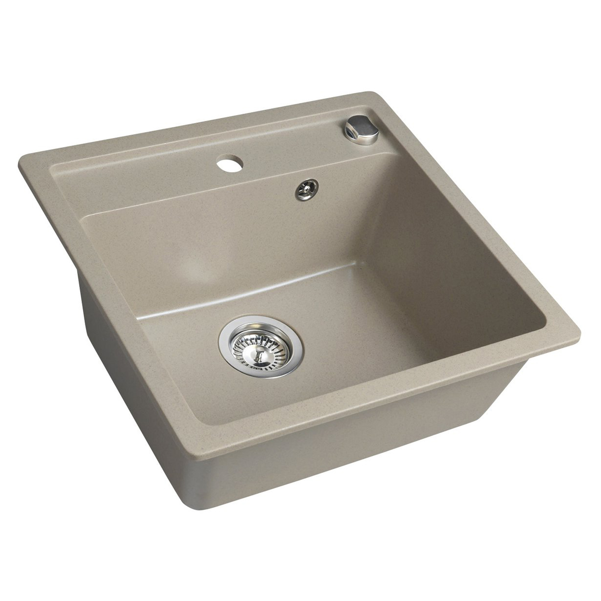 Granitt Kjøkkenvask Stoneford Beige Matt 53x50 cm med Vannlås
