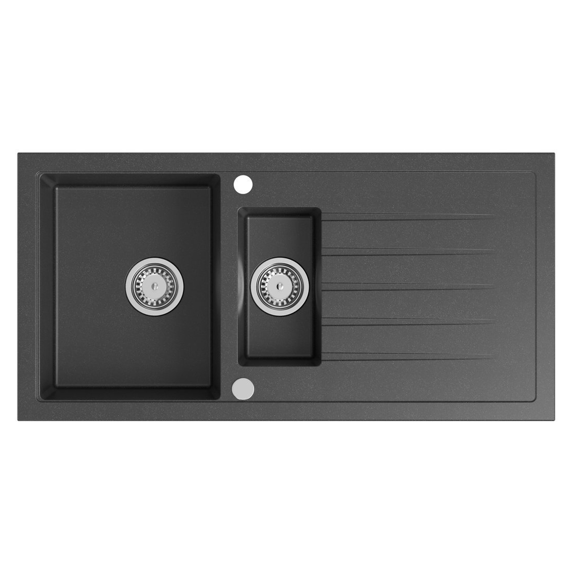 Granitt Kjøkkenvask Terrano Svart Matt 100x50 cm med Vannlås
