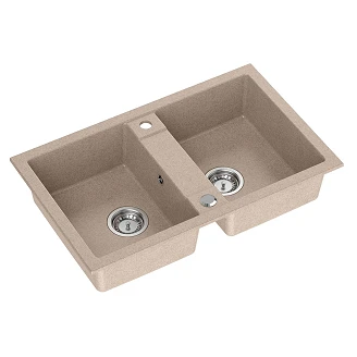 Granitt Dobbel Kjøkkenvask <strong>Geoma</strong>  Beige Matt 78x48 cm med Vannlås
