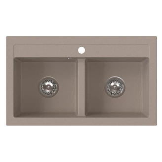 Granitt Dobbel Kjøkkenvask <strong>Geoma</strong>  Beige Matt 75x45 cm med Vannlås