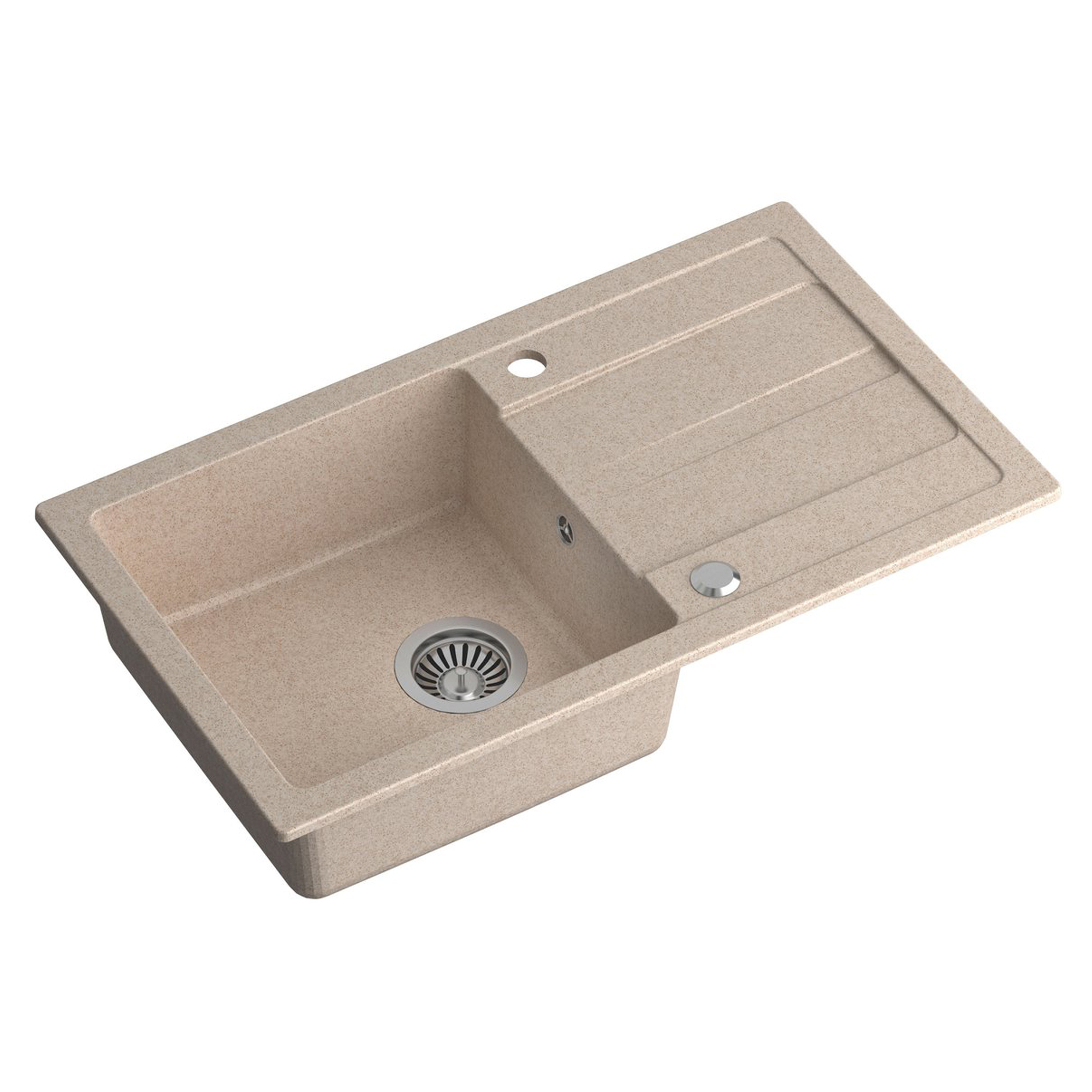 Granitt Kjøkkenvask Avanti Beige Matt 77x44 cm med Vannlås