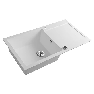 Granitt Kjøkkenvask <strong>Valora</strong>  Hvit Matt 97x50 cm med Vannlås