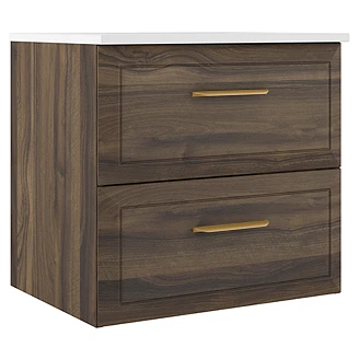 Servantskap Gold <strong>Tandem</strong>  Valnøtt Matt 60 cm med Servant Hvit Blank