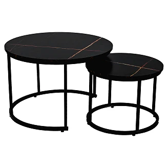 Sett med Sofabord Ø50 & Ø70 cm <strong>Meldre</strong>  Svart, Svart