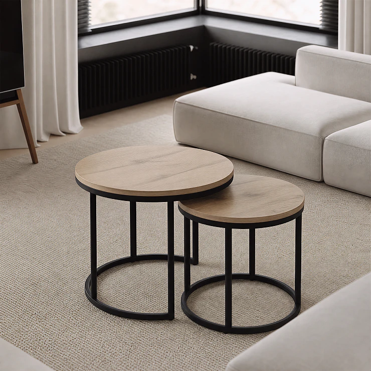 Sett med Sofabord Ø43 & Ø53 cm Blynza Sonoma