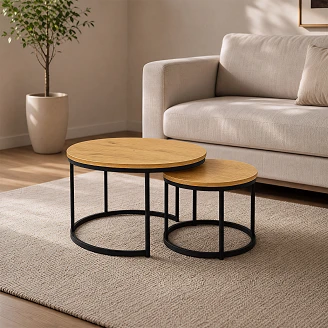 Sett med Sofabord Ø50 & Ø70 cm <strong>Strello</strong>  Eik