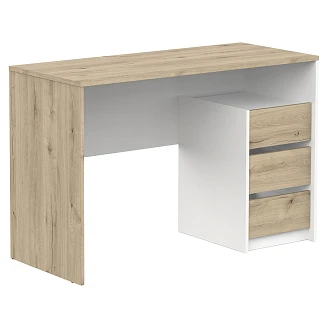 Skrivebord Harrington Lyst Tre, Hvit, 3 Skuffer 117x50 cm