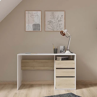Skrivebord <strong>Haldor</strong>  Lyst Tre, 3 Skuffer 127x55 cm
