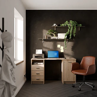 Skrivebord Mio Royal Eik, 1 Dør, 3 Skuffer 132x48 cm