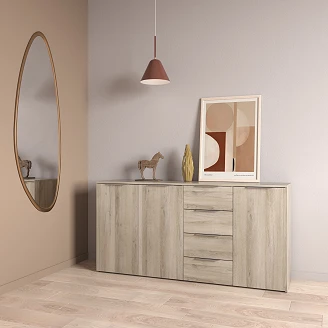 Skjenk Skand Kronberg Eik, 3 Dører, 4 Skuffer 159x37 cm