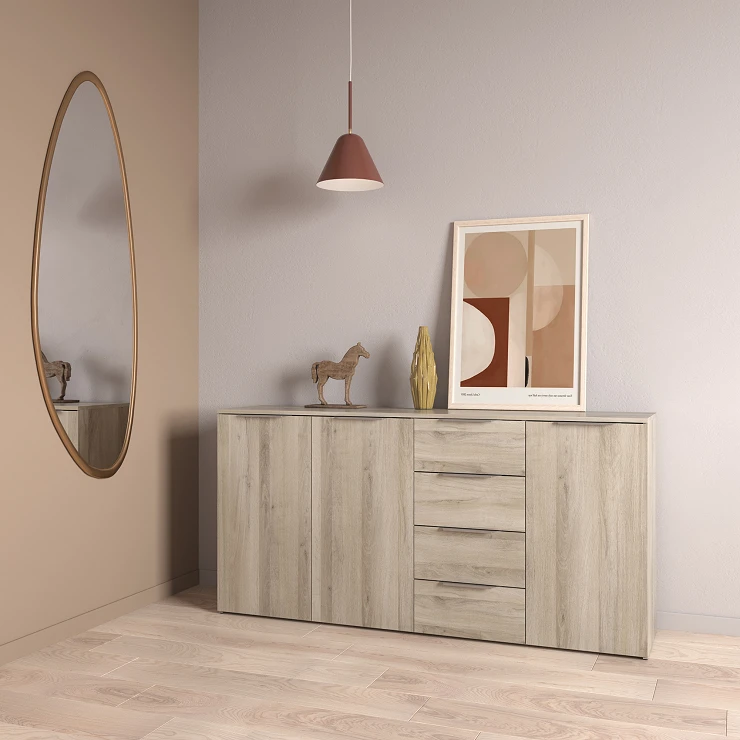 Skjenk Skand Kronberg Eik, 3 Dører, 4 Skuffer 159x37 cm