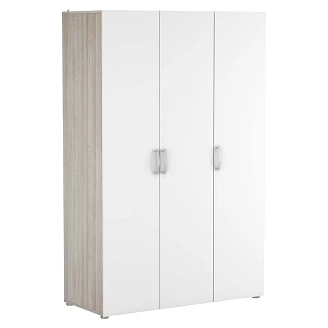 Garderobeskap <strong>Noxo</strong>  Shannon Eik, Hvit, 3 Dører 2/3 Klesstang 1/3 Hyller 119x51 cm