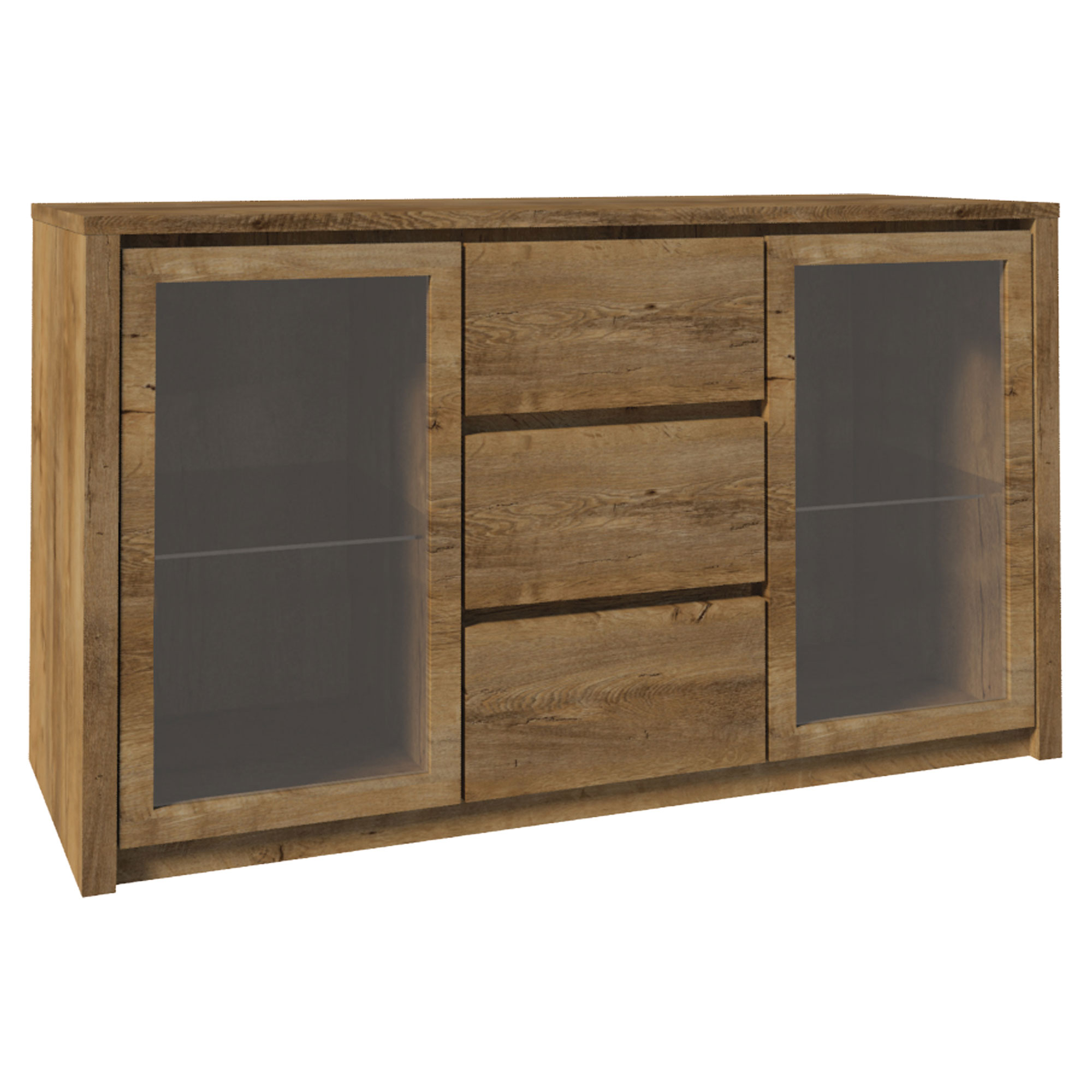 Skjenk Vistro Lefkas Eik med Glas 43x140 cm