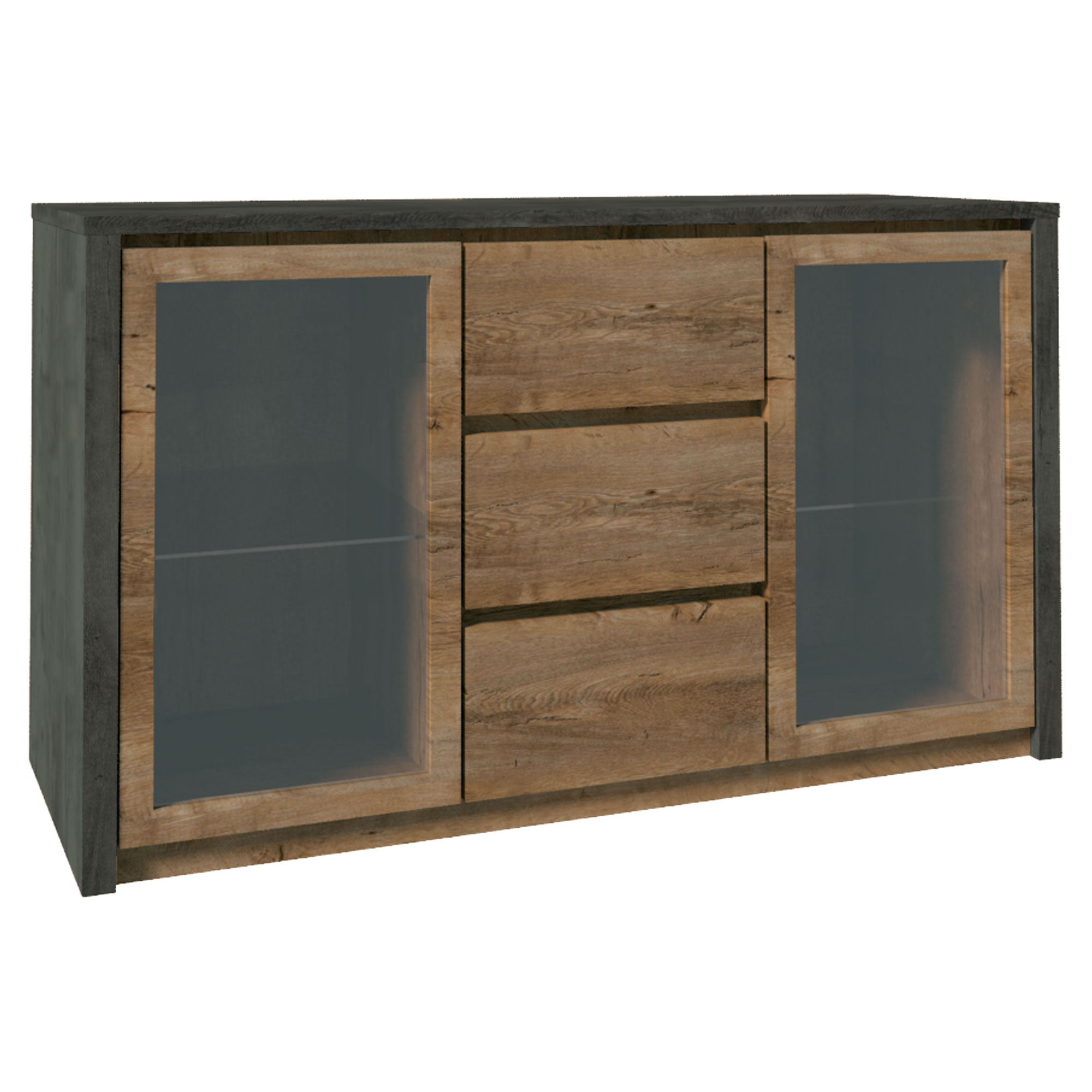 Skænk Vistro Trøffel Eg med Glas 43x140 cm