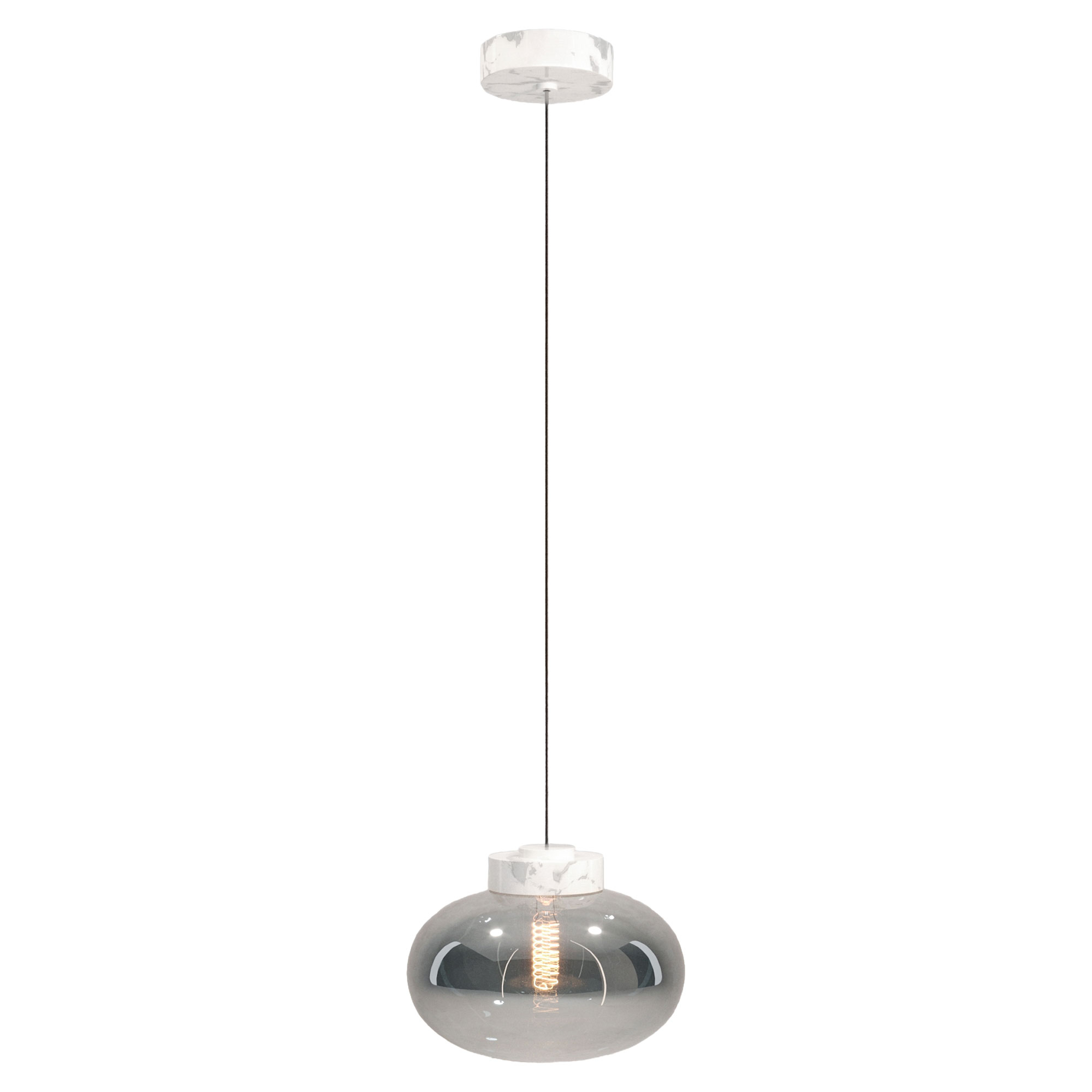 Hengende lampe Vrena Hvit Marmor, Røyket glass