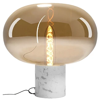 Bordlampe <strong>Vrena</strong>  Hvit Marmor, Ravfarget glass