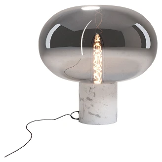Bordlampe <strong>Vrena</strong>  Svart Marmor, Røyket glass