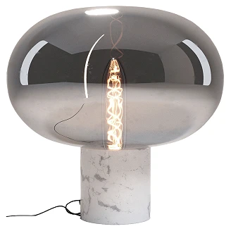 Bordlampe <strong>Vrena</strong>  Svart Marmor, Røyket glass